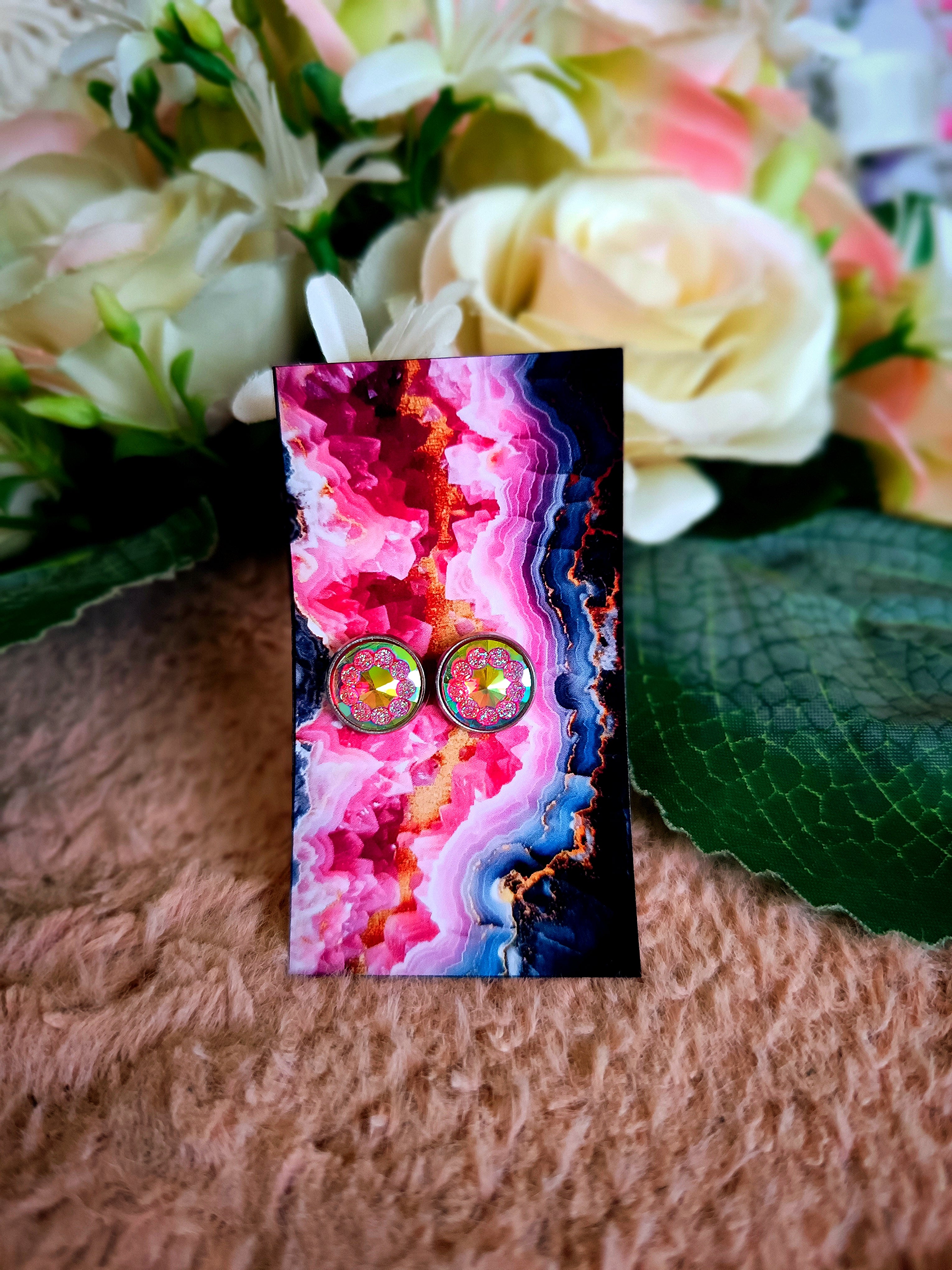 Különleges pink bedugós nikkelmentes fülbevaló